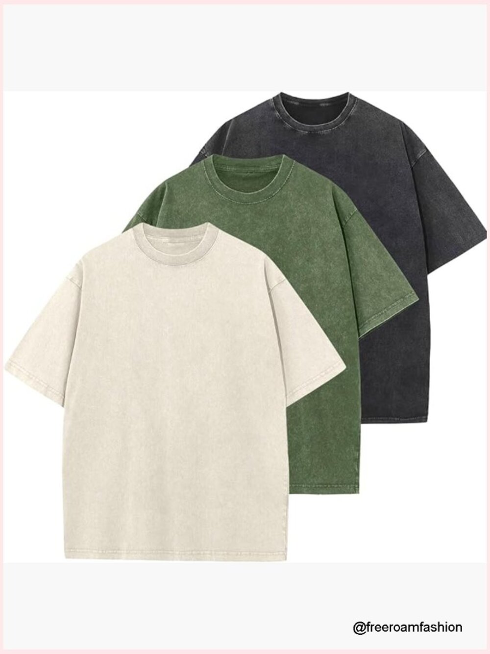 Oversized Cotton T-Shirt Unisex Loose Solid Tee Top 3 Pack